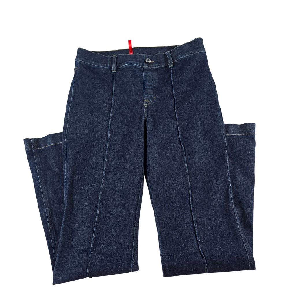 Spanx Flare Jeans Raw Indigo Pull On Stretch Denim 20760R Large